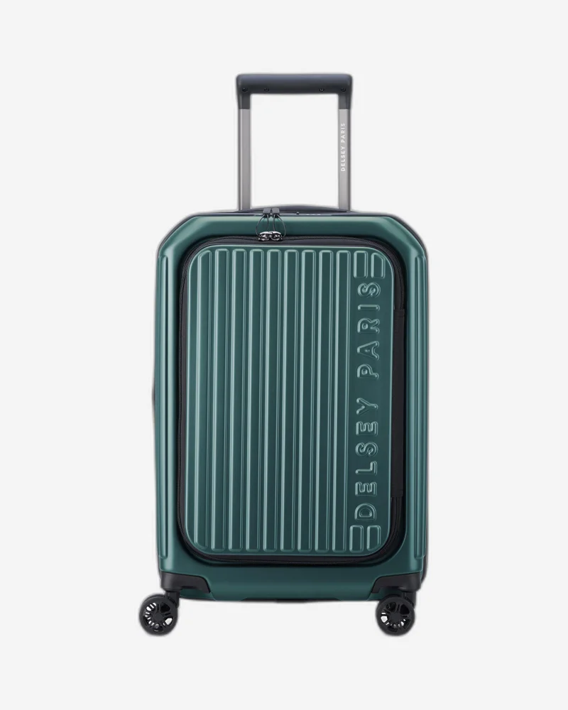 ديلسي _باريس securitime front opening 55 cm 4 double wheeled expandable cabin luggage trolley case - deep green